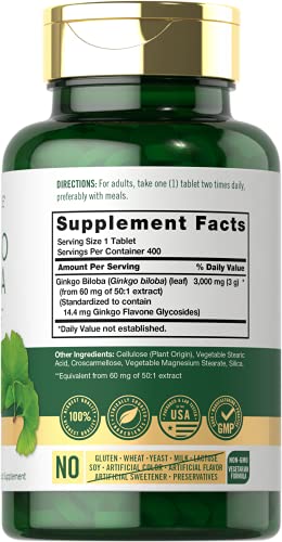 Carlyle Ginkgo Biloba 3000mg | 400 Tablets | Non-GMO, Gluten Free CarlyleUS supplements