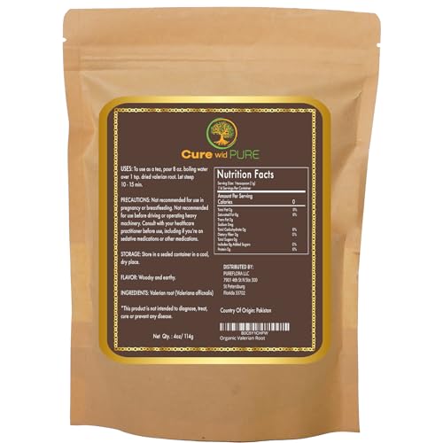 Cure wid Pure Organic Valerian Root Tea - Cut,Sifted & Non-Irradiated Valerian Tea Promotes Cure wid PureUS supplements