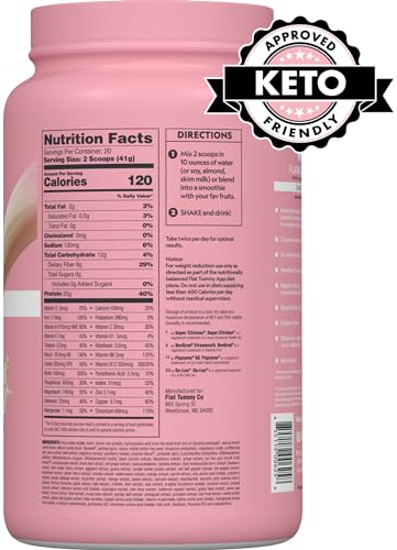 Flat Tummy Tea Meal Replacement Shake – Vanilla, 20 Servings - Plant Based Protein Flat Tummy TeaUS supplements