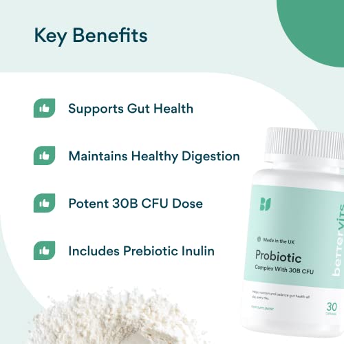 Bettervits Probiotic Complex | 30B CFU | Gut Health | Digestion | Bloating | IBS BettervitsUS supplements