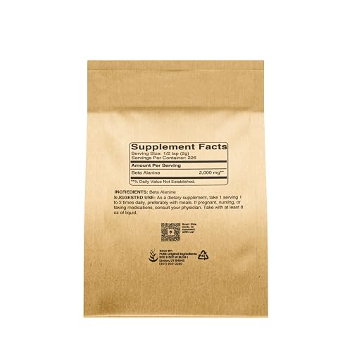 Pure Original Ingredients Beta Alanine Powder Non-GMO, Non-Essential Amino Acid Pure Organic IngredientsUS supplements