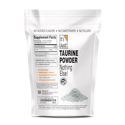 It's Just! - Taurine Powder, 250g Bulk, Pre-Workout Supplement, Unflavored (250g / 125 Servings) It's Just!US supplements