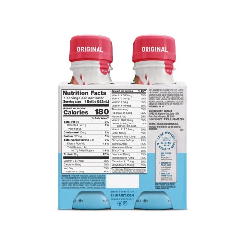 SlimFast Meal Replacement Shake, Original Strawberries & Cream, 10g of Ready to Drink Protein SlimFastUS supplements
