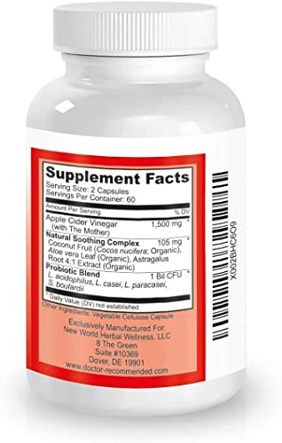 Apple Cider Vinegar Capsules - 100% Organic Apple Cider Vinegar Pills 1500 mg DOCTOR RECOMMENDED SUPPLEMENTSUS supplements