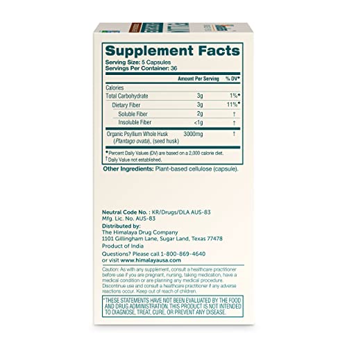 Himalaya Psyllium Husk Capsules, Natural Daily Fiber Supplement, Regularity, Constipation HimalayaUS supplements