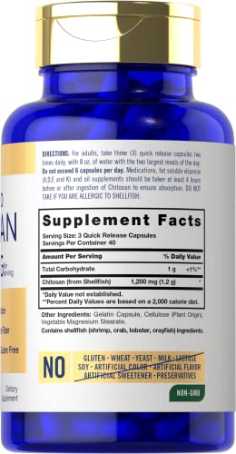 Carlyle Chitosan Supplement 1200mg | 120 Quick Release Capsules | Non-GMO CarlyleUS supplements