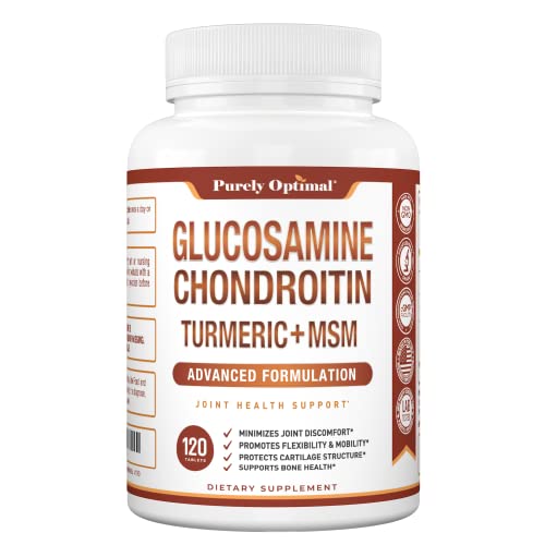 Purely Optimal Premium Glucosamine Chondroitin MSM Supplement Tablets w/Turmeric Purely OptimalUS supplements