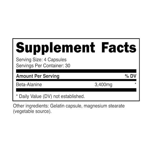Primal Beta-Alanine Capsules 3400mg (30 Servings, 120 Capsules) - Supplement, Gluten PrimalUS supplements