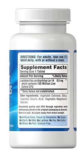 Puritan's Pride Probiotic Acidophilus Tablets, White, 100 Count Puritan's PrideUS supplements