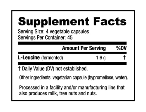 NutraBio 100% Pure L-Leucine - Muscle Recovery and Support - Naturally Fermented Free NutraBioUS supplements