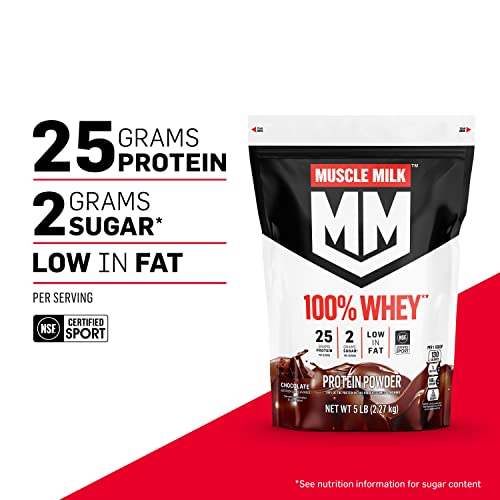 Muscle Milk 100% Whey Protein Powder, Chocolate, 5 Pound, 66 Servings, 25g Protein Muscle MilkUS supplements