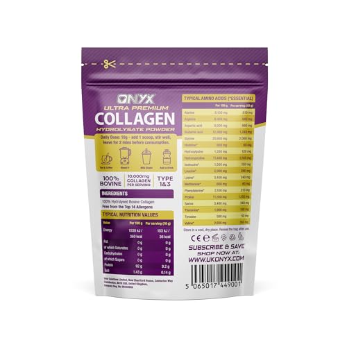 Premium Collagen Powder (Type I, III) Hydrolysed Bovine Collagen Peptides Powder - Halal Certified ONYX INGREDIENTS 101US supplements
