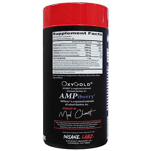 Insane Labz Kill H20, AMPiberry Infused Diuretic, Reduce Water Retention and Bloating Relief Insane LabzUS supplements