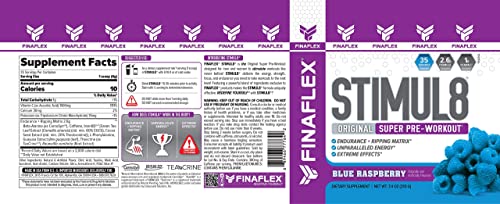 FINAFLEX STIMUL8 Original Super Pre-Workout, Blue Raspberry - Energy, Strength FINAFLEXUS supplements