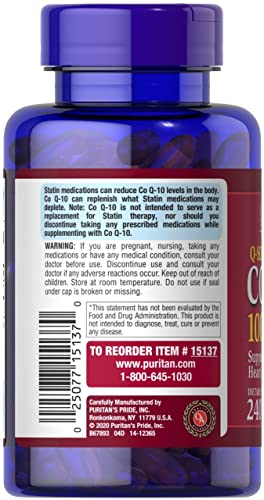 Puritan's Pride CoQ10 100mg, Supports Heart Health, 240 Rapid Release Softgels Puritan's PrideUS supplements