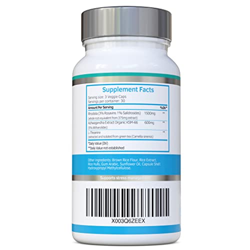 Rhodiola & Ashwagandha with L-Theanine - Award Winning Ashwagandha KSM-66 600mg swiss bioenergeticsUS supplements