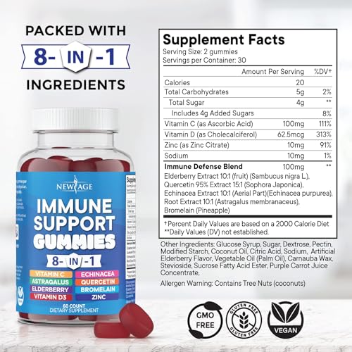 NEW AGE 8 in 1 Immune Support Booster Supplement with Elderberry, Vitamin C NEW AGEUS supplements