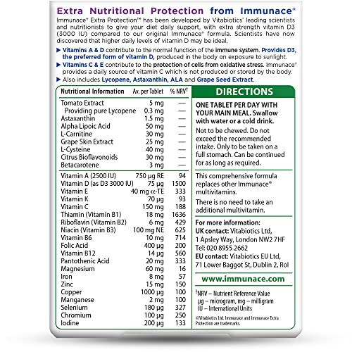 Vitabiotics Immunace Extra Protection Tablets, 30 count ImmunaceUS supplements