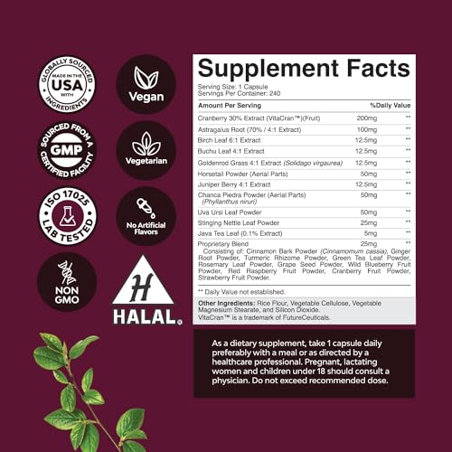 Kidney Support Cranberry Supplement for Women and Men - High Strength Kidney Natures CraftUS supplements