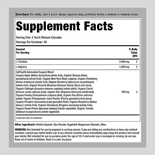 Fitness Labs Nitric Oxide Supplement | 3000mg | 120 Capsules | Nitric Oxide Pre Workout Fitness LabsUS supplements