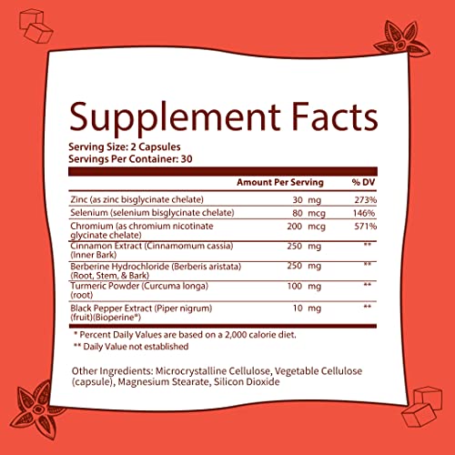 GOBIOTIX Blood Sugar Support - Cinnamon, Berberine and Selenium Capsules - Blood Sugar GOBIOTIXUS supplements