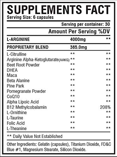 Nitric Oxide Supplement Booster Complex L Arginine 4000mg,L Citrulline, AAKG,Beet Root ANTLS SupplementsUS supplements