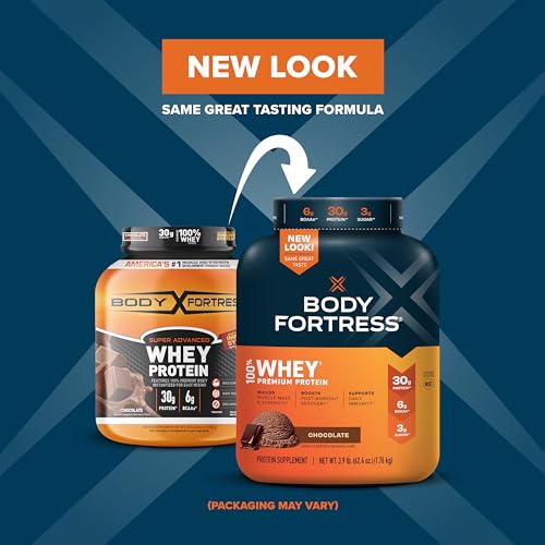 Body Fortress 100% Whey, Premium Protein Powder, Chocolate, 3.9lbs Packaging May Body FortressUS supplements