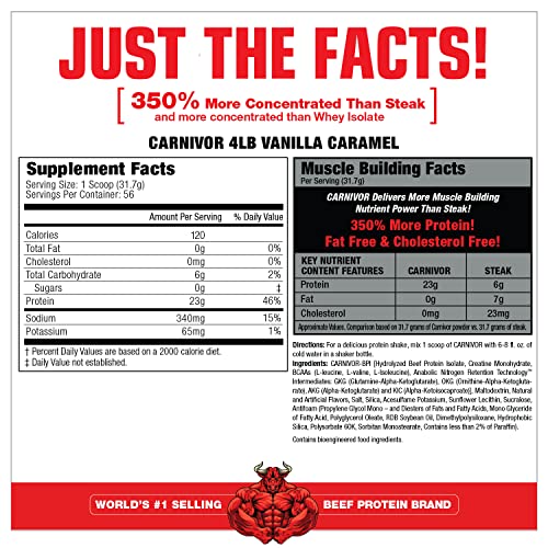 MuscleMeds Carnivor Bioengineered Beef Protein Isolate, Vanilla Caramel, 3.9 Pound MuscleMedsUS supplements
