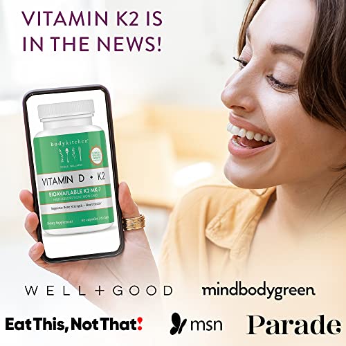 Body Kitchen Vegan Plant-Based Vitamin D3 + K2 (MK7) Supplement, Bone and Heart Body KitchenUS supplements