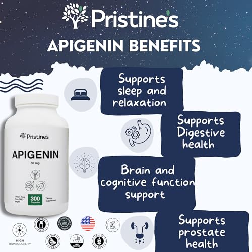 PRISTINE'S Apigenin Relaxation & Sleep Supplement Support - 50mg 300 Day Supply PRISTINE'SUS supplements