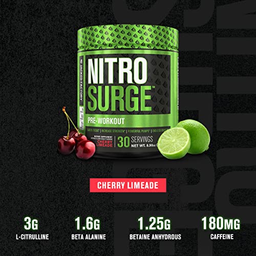 NITROSURGE Pre Workout Supplement - Endless Energy, Instant Strength Gains Jacked FactoryUS supplements