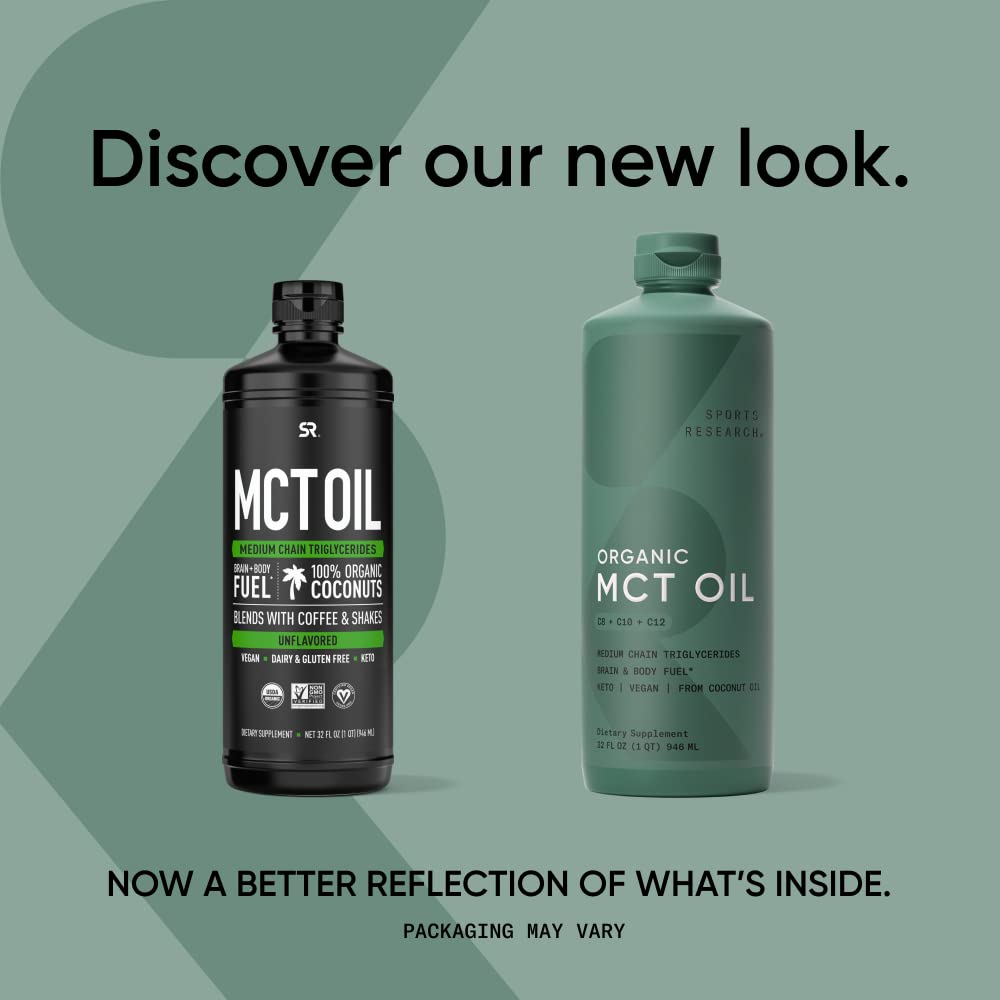 Sports Research Keto MCT Oil from Organic Coconuts - Fatty Acid Fuel for Body Sports ResearchUS supplements