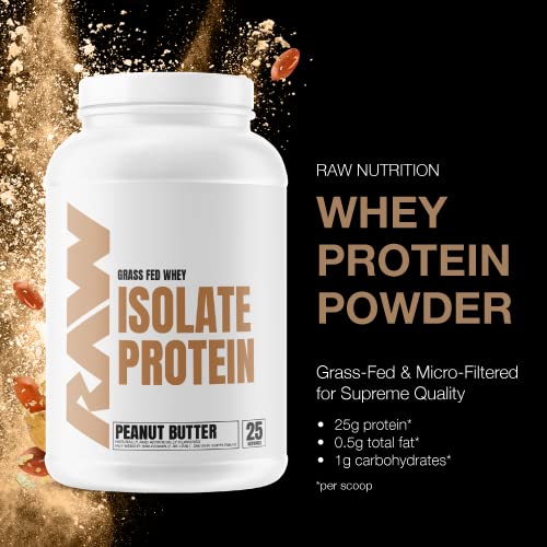 RAW Whey Isolate Protein Powder, Peanut Butter - 100% Grass-Fed Sports Nutrition Protein RAWUS supplements