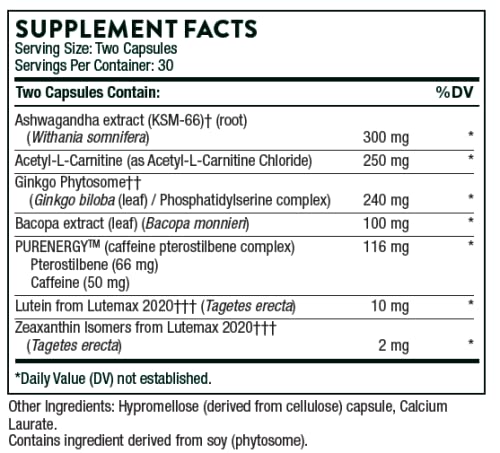 Thorne Memoractiv - Nootropic Brain Supplement for Focus, Creativity, and Concentration ThorneUS supplements
