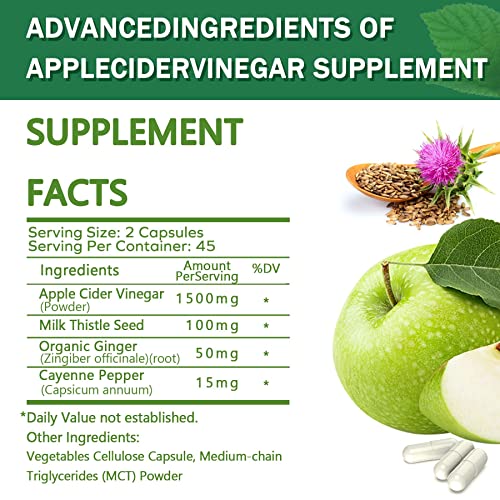 Sugar Free Apple Cider Vinegar Capsules with The Mother, New Formula with Milk Thistle EnvyDealUS supplements
