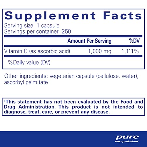 Pure Encapsulations Ascorbic Acid Capsules | Vitamin C Supplement Pure EncapsulationsUS supplements