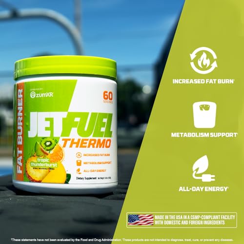 GAT SPORT JetFuel Tropic Thunderburst Thermo Powder for Fat Burning, ZumXR Caffeine GAT SPORTUS supplements