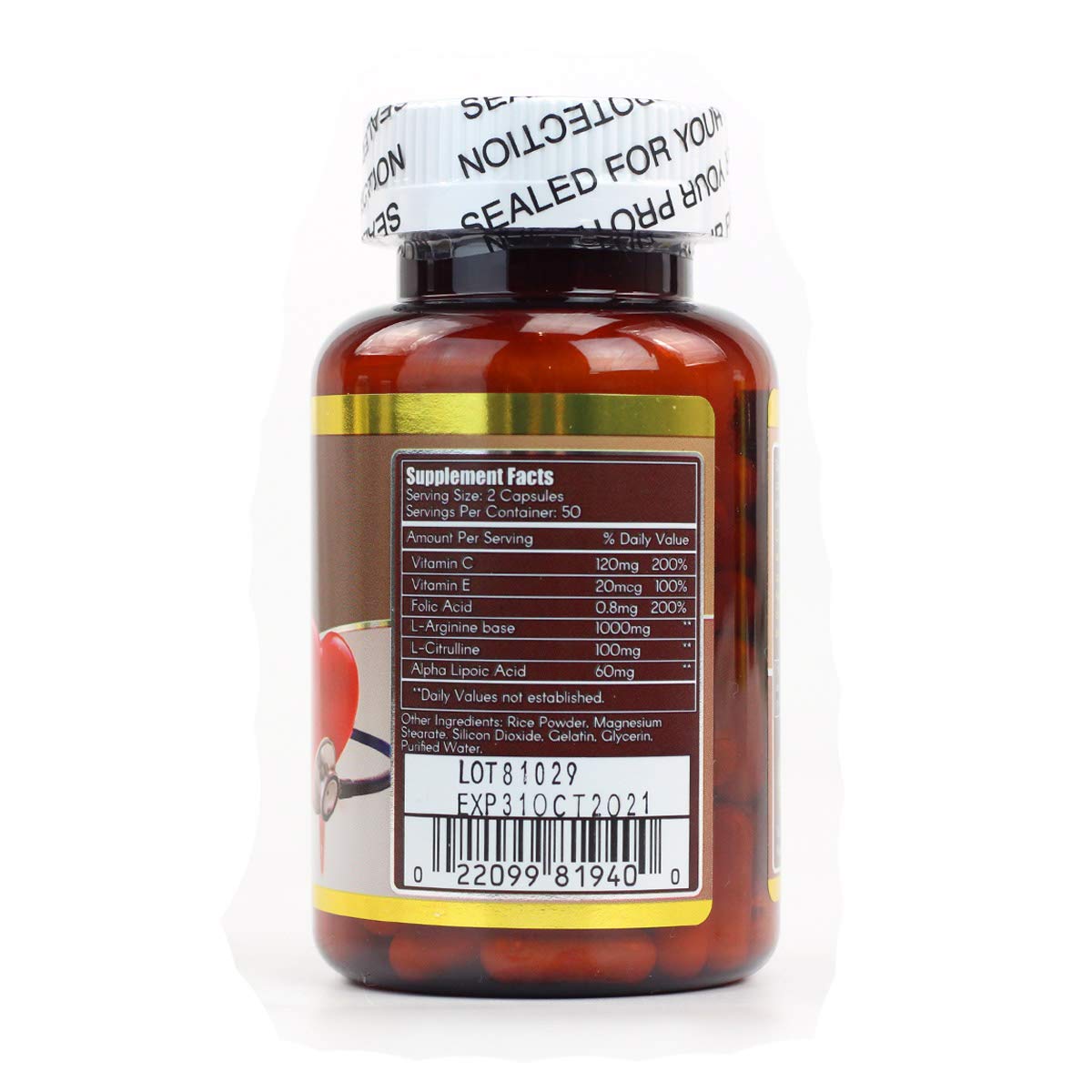 WooHoo Natural Nitric Oxide Synthase NOS 100 Capsules WOOHOOUS supplements