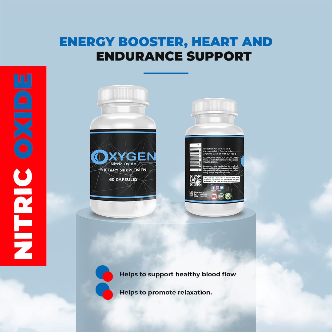 Qei Oxygen (Nitric Oxide) - L-Citrulline a Key Ingredient - Detoxes - Supports Blood Circulation Heath SecretUS supplements