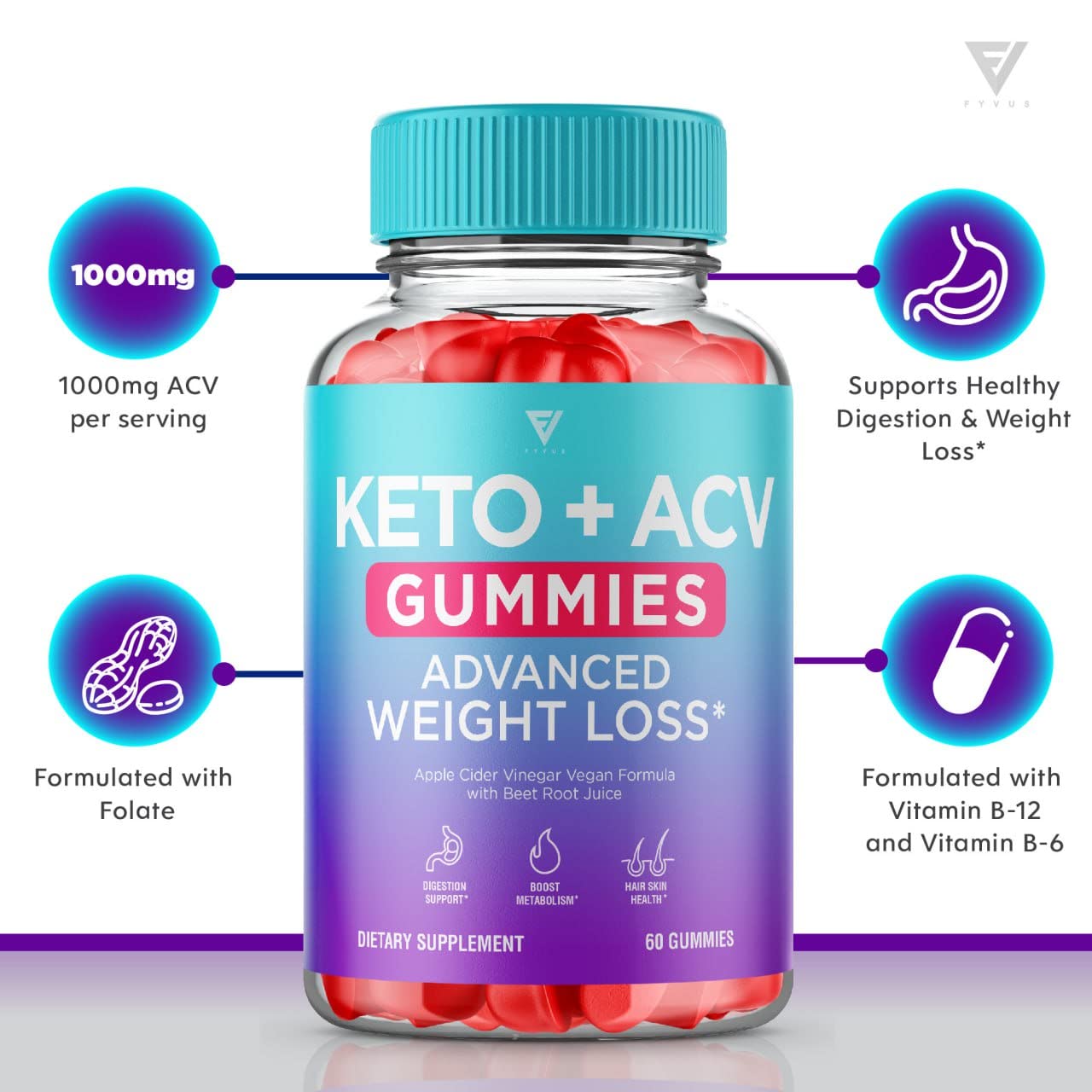 (3 Pack) Keto ACV Gummies Advanced Weight Loss Supplement, ACV Keto Gummies Belly FyvusUS supplements