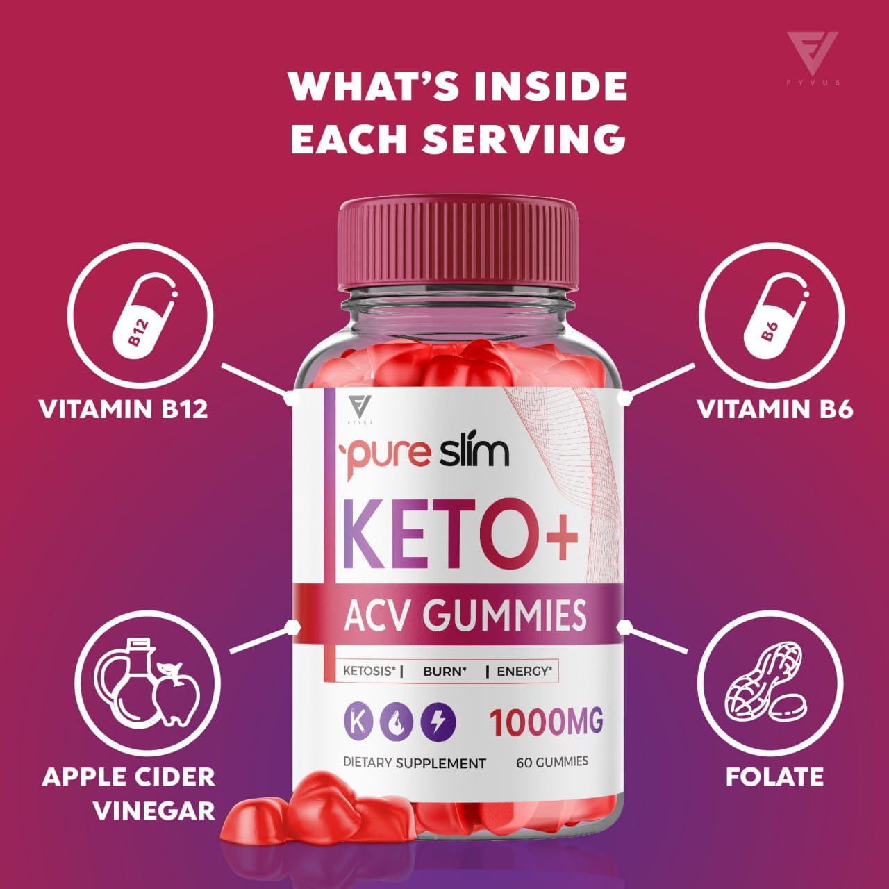 (5 Pack) Pure Slim Keto ACV Gummies, Pure Slim Keto ACV Gummies Advanced Weight Loss FyvusUS supplements