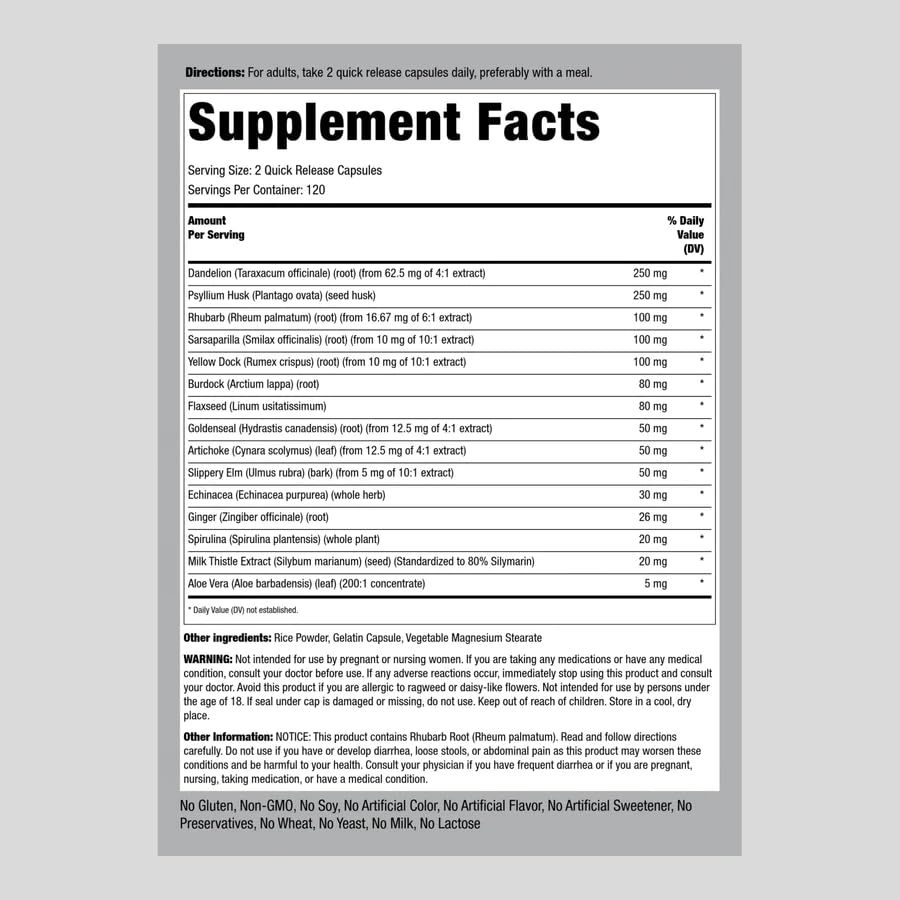 Piping Rock Detox Cleanse Capsules | 240 Pills | Herbal Complex | Lean Formula Piping RockUS supplements