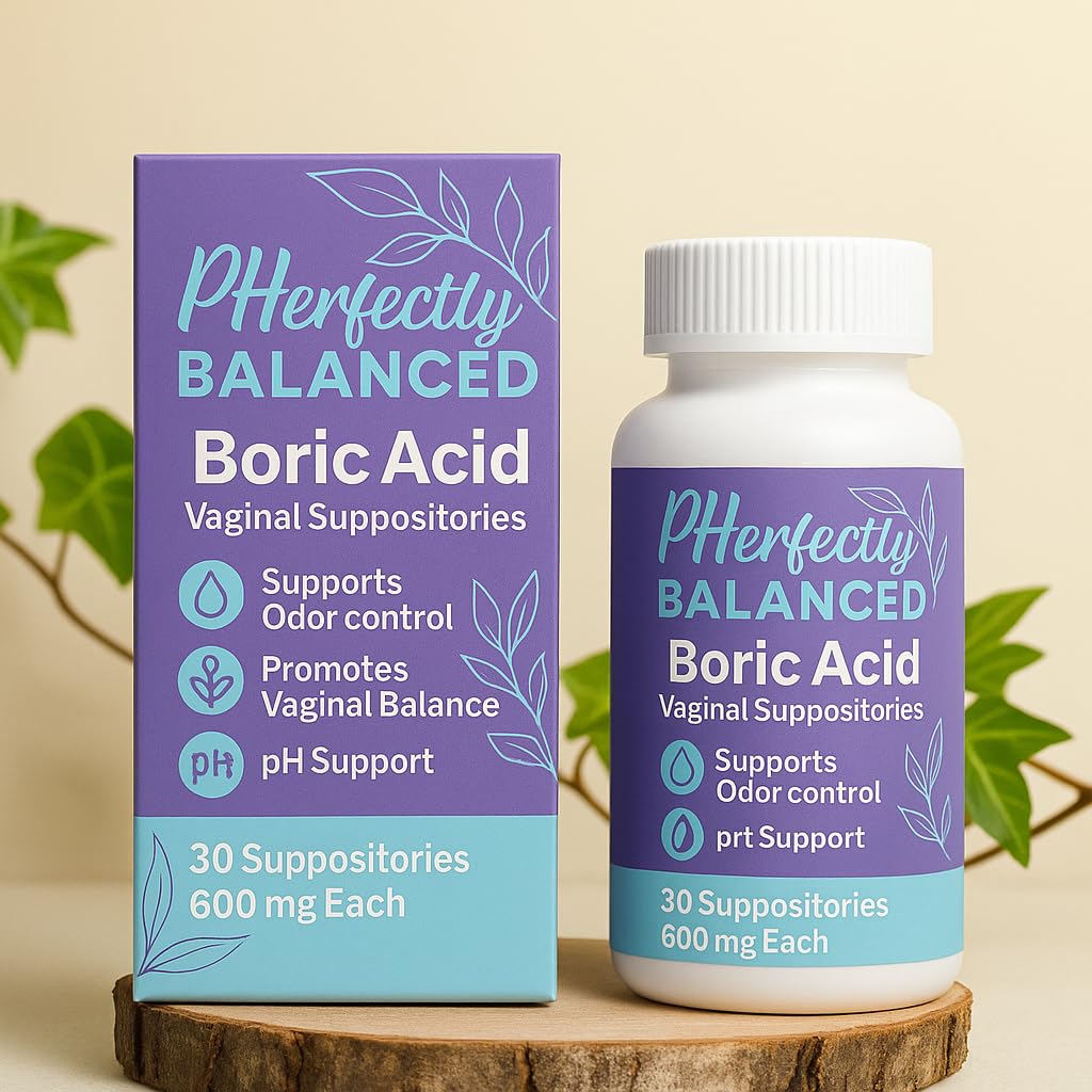 Pherfectly Balanced Boric Acid Vaginal Suppositories, 600mg, pH Support for Feminine Balance, Odor Control, 30 Count Pherfectly BalancedUS supplements