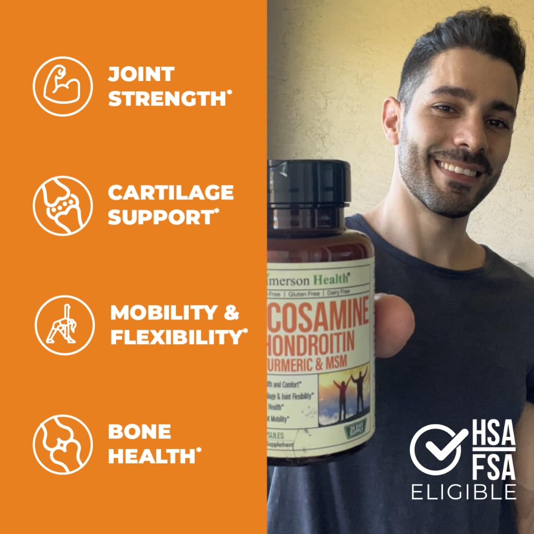 Glucosamine Chondroitin MSM Turmeric Boswellia - Joint Support Supplement. Antioxidant Vimerson HealthUS supplements