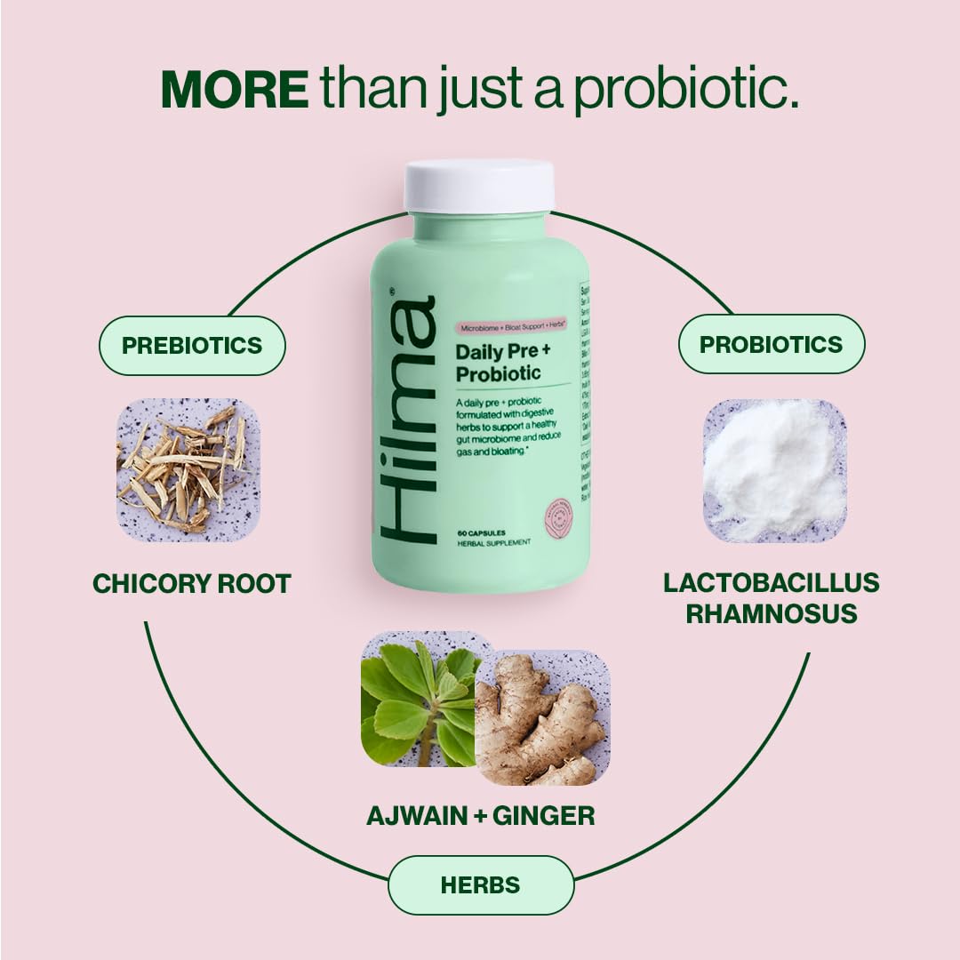 Hilma Daily Pre + Probiotic + Herbs - Support a Healthy Gut While Reducing Gas & Bloating HilmaUS supplements