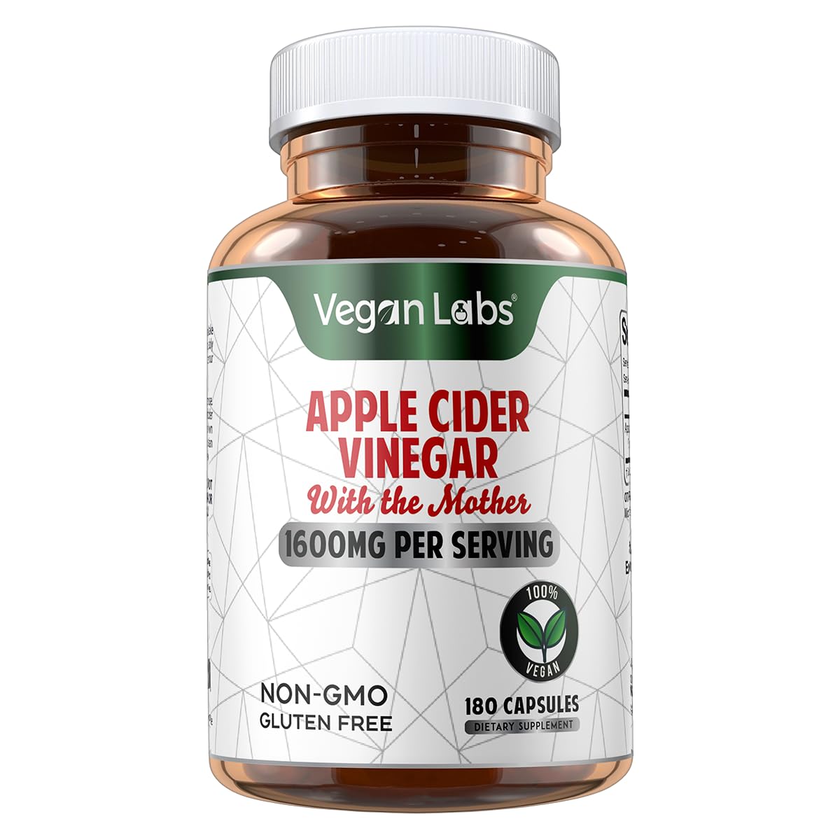 Vegan Labs Apple Cider Vinegar Capsules with The Mother- 180 Vegan Capsules Vegan LabsUS supplements
