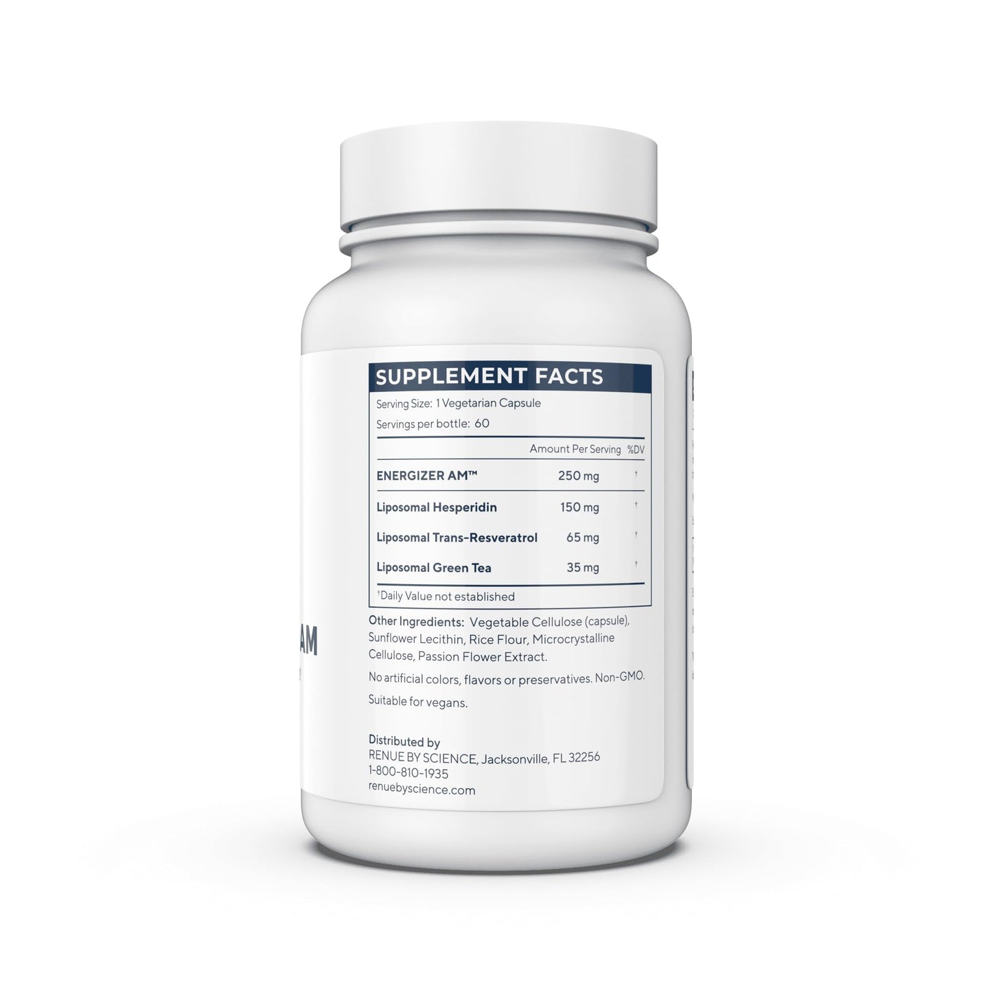 Renue By Science Energizer AM | Liposomal Resveratrol Hesperidin & Green Tea Supplement | 60 Capsules with Trans Resveratrol (65mg) Hesperidin (150mg) Green Tea Extract (35mg) - Non-GMO | Made in USA Renue By ScienceUS supplements