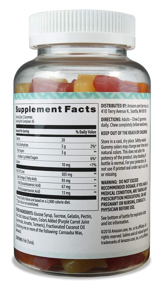 Amazon Basics Fish Oil 303 mg, Lemon, Orange & Strawberry-Banana flavors Amazon BasicsUS supplements