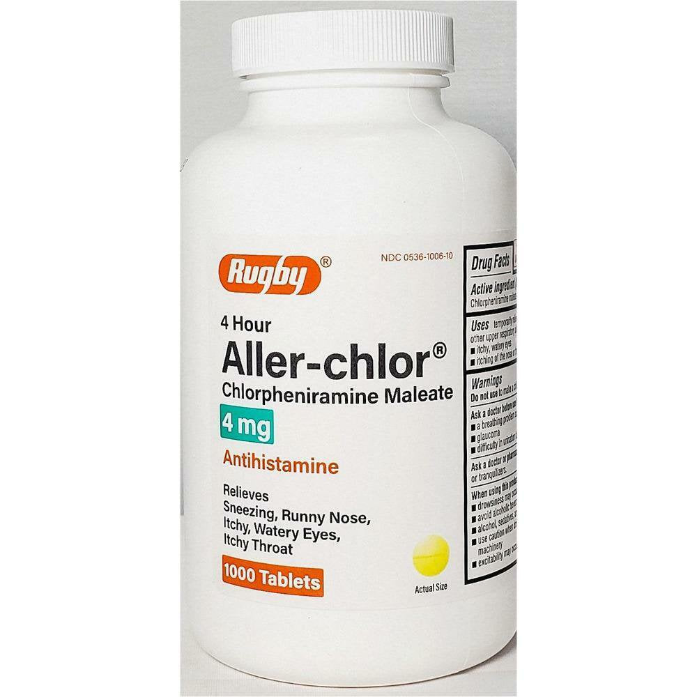 Rugby Aller-Chlor Chlorpheniramine 4mg 1000ct RUGBY LABORATORIESUS supplements