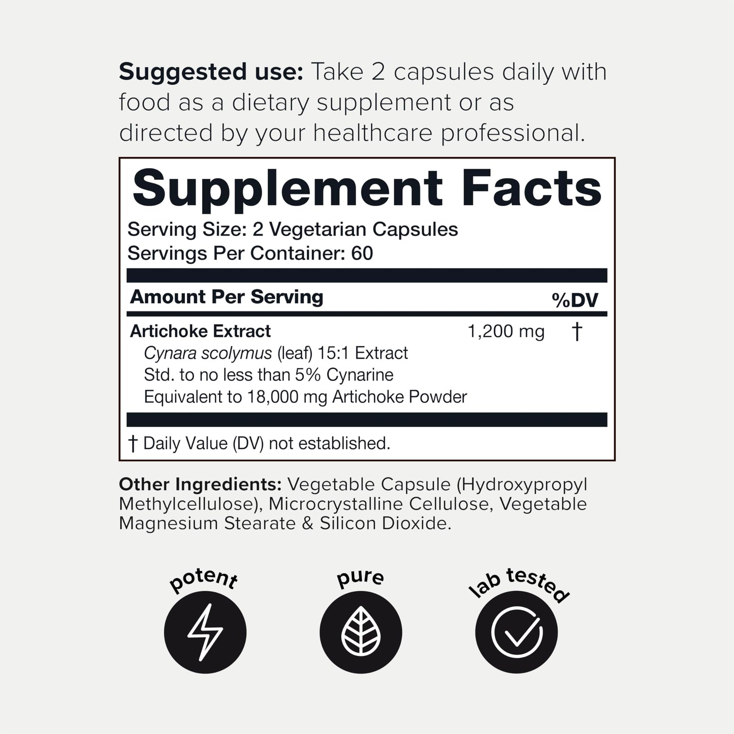 Artichoke Extract Capsules (18000mg) with 60mg of Cynarine - Digestion and Liver ToniiqUS supplements